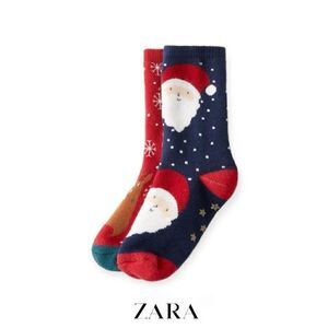 ZARA Kids | Red/Navy | TWO-PACK OF SANTA AND REINDEER SOCKS